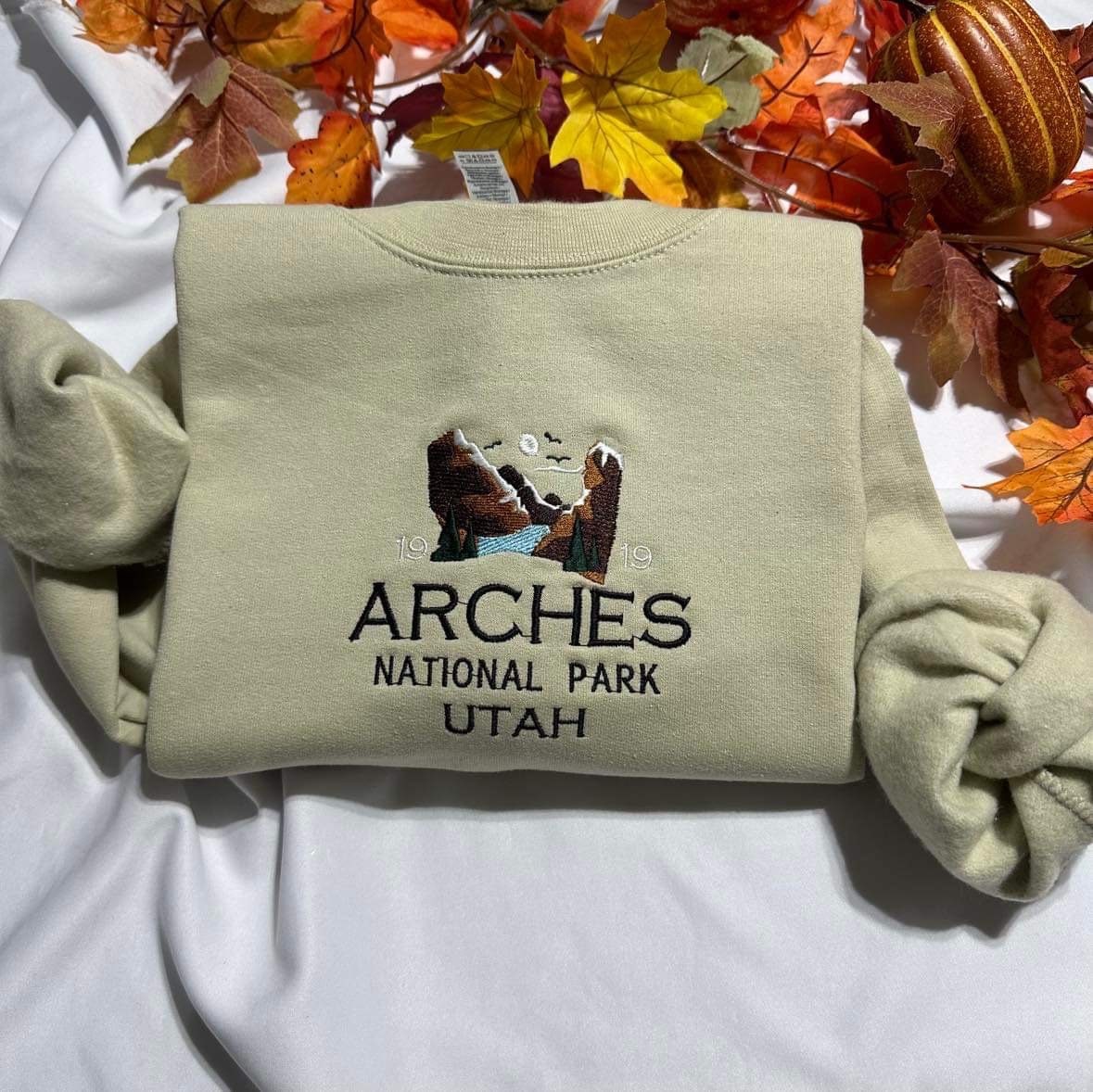 Arches National Park Embroidered Sweatshirt: Utah Mountain Crewneck